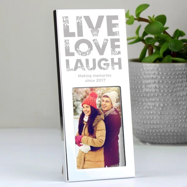 Personalised Small Live Love Laugh 2x3 Silver Photo Frame 1 Personalised Small Live Love Laugh 2x3 Silver Photo Frame