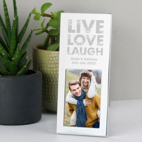 Personalised Small Live Love Laugh 2x3 Silver Photo Frame 2 Personalised Small Live Love Laugh 2x3 Silver Photo Frame - Image 2