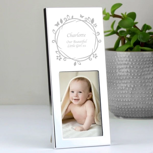 Personalised Small Butterfly Swirl 2x3 Silver Photo Frame 2 Personalised Small Butterfly Swirl 2x3 Silver Photo Frame - Image 2