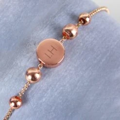 Personalised Rose Gold Tone Initials Disc Bracelet -PERSONALISE STORE p0104j25 3