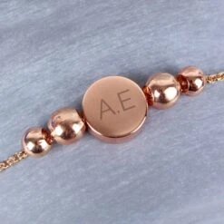 Personalised Rose Gold Tone Initials Disc Bracelet -PERSONALISE STORE p0104j25 4