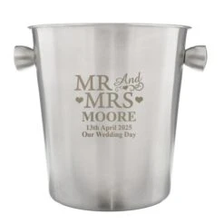 Personalised Mr & Mrs Stainless Steel Ice Bucket 8 Personalised Mr & Mrs Stainless Steel Ice Bucket -PERSONALISE STORE p0104j41 3