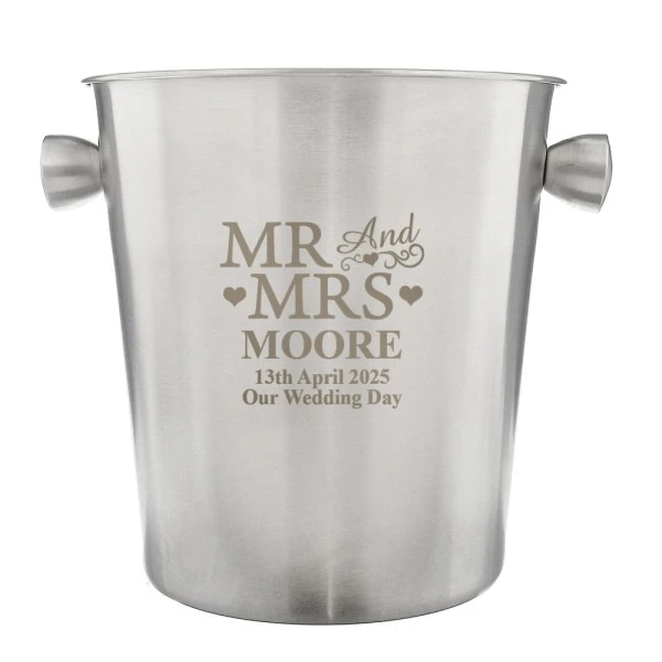 Personalised Mr & Mrs Stainless Steel Ice Bucket 4 Personalised Mr & Mrs Stainless Steel Ice Bucket - Image 4