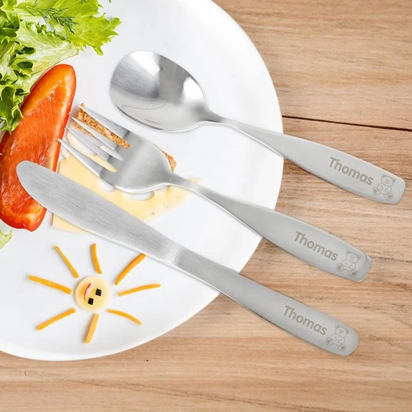 Personalised 3 Piece Teddy Cutlery Set 1 Personalised 3 Piece Teddy Cutlery Set
