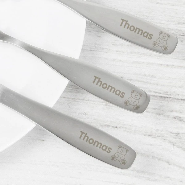 Personalised 3 Piece Teddy Cutlery Set 3 Personalised 3 Piece Teddy Cutlery Set - Image 3