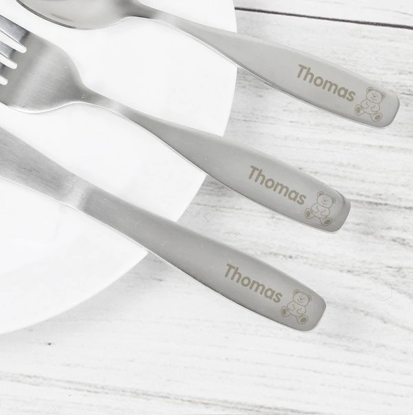Personalised 3 Piece Teddy Cutlery Set 4 Personalised 3 Piece Teddy Cutlery Set - Image 4