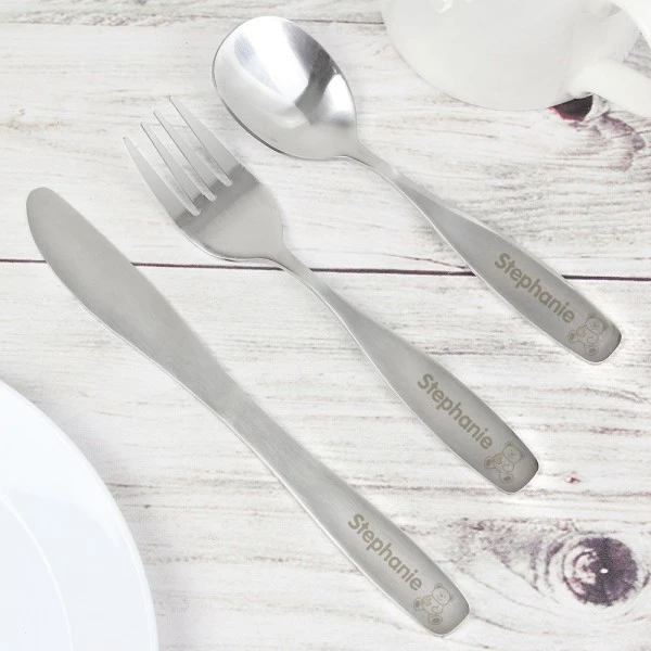 Personalised 3 Piece Teddy Cutlery Set 5 Personalised 3 Piece Teddy Cutlery Set - Image 5