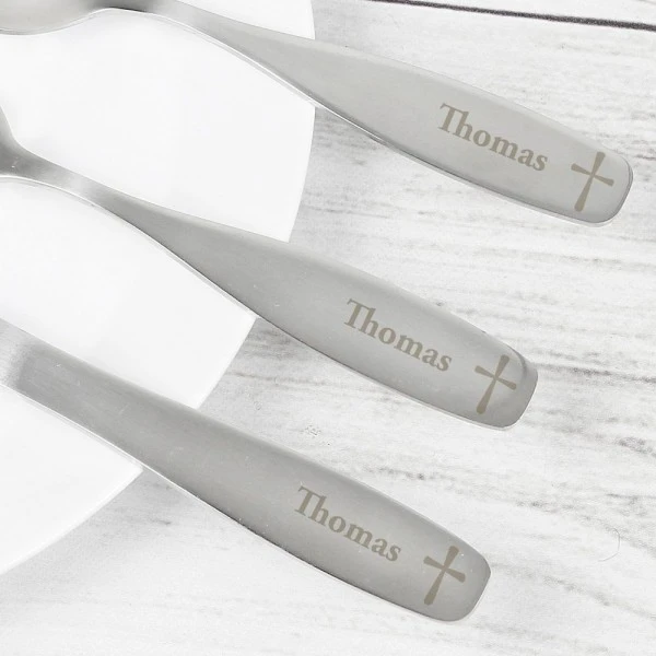 Personalised 3 Piece Cross Cutlery Set 3 Personalised 3 Piece Cross Cutlery Set - Image 3