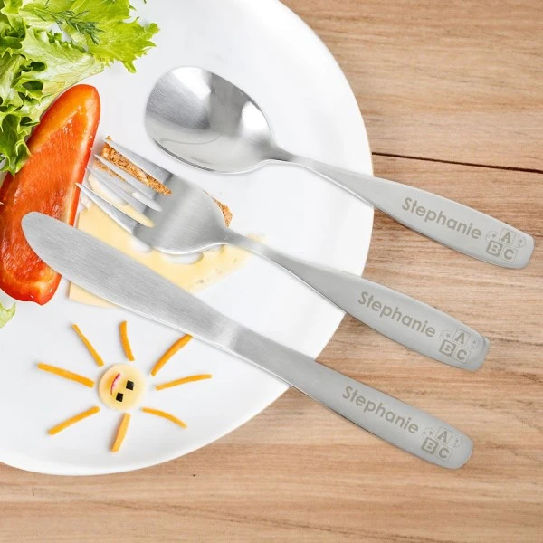 Personalised 3 Piece ABC Cutlery Set 1 Personalised 3 Piece ABC Cutlery Set