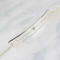 Personalised Silver Tone Heart Bar Bracelet -PERSONALISE STORE p0104k24 2