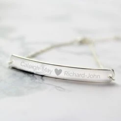 Personalised Silver Tone Heart Bar Bracelet -PERSONALISE STORE p0104k24 4