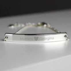 Personalised Silver Tone Heart Bar Bracelet -PERSONALISE STORE p0104k24 7