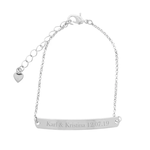Personalised Silver Tone Bar Bracelet 2 Personalised Silver Tone Bar Bracelet - Image 2