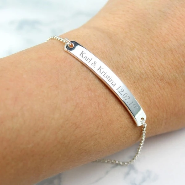 Personalised Silver Tone Bar Bracelet 3 Personalised Silver Tone Bar Bracelet - Image 3