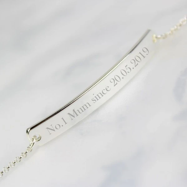 Personalised Silver Tone Bar Bracelet 4 Personalised Silver Tone Bar Bracelet - Image 4