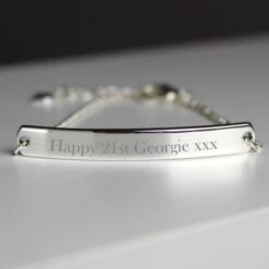 Personalised Silver Tone Bar Bracelet 13 Personalised Silver Tone Bar Bracelet -PERSONALISE STORE p0104k26 5