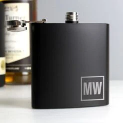Personalised Initials Black Hip Flask -PERSONALISE STORE p0104k48 2