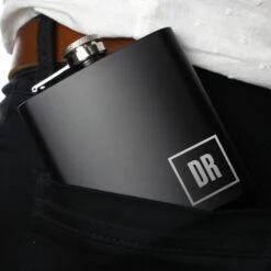 Personalised Initials Black Hip Flask -PERSONALISE STORE p0104k48 3
