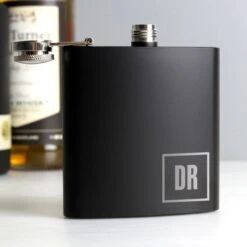 Personalised Initials Black Hip Flask -PERSONALISE STORE p0104k48 5