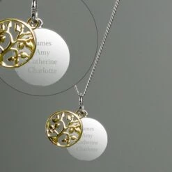 Personalised Sterling Silver & 9ct Gold Family Tree Of Life Necklace -PERSONALISE STORE p0104k65 2