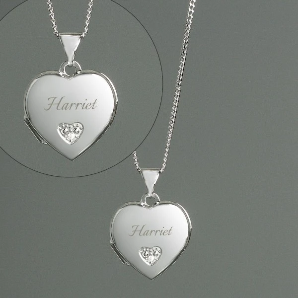 Personalised Children's Sterling Silver & Cubic Zirconia Heart Locket Necklace 2 Personalised Children's Sterling Silver & Cubic Zirconia Heart Locket Necklace - Image 2