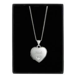 Personalised Children's Sterling Silver & Cubic Zirconia Heart Locket Necklace 9 Personalised Children's Sterling Silver & Cubic Zirconia Heart Locket Necklace -PERSONALISE STORE p0104k68 3