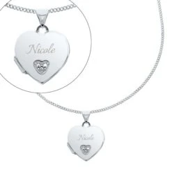 Personalised Children's Sterling Silver & Cubic Zirconia Heart Locket Necklace 11 Personalised Children's Sterling Silver & Cubic Zirconia Heart Locket Necklace -PERSONALISE STORE p0104k68 5