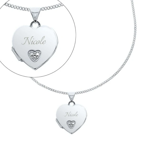 Personalised Children's Sterling Silver & Cubic Zirconia Heart Locket Necklace 6 Personalised Children's Sterling Silver & Cubic Zirconia Heart Locket Necklace - Image 6