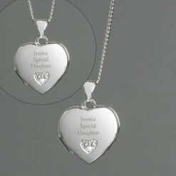 Personalised Children's Sterling Silver And Cubic Zirconia Heart Locket Necklace 12 Personalised Children's Sterling Silver And Cubic Zirconia Heart Locket Necklace -PERSONALISE STORE p0104k69 3