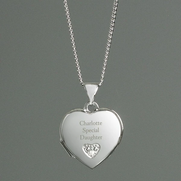 Personalised Children's Sterling Silver And Cubic Zirconia Heart Locket Necklace 6 Personalised Children's Sterling Silver And Cubic Zirconia Heart Locket Necklace - Image 6