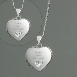 Personalised Children's Sterling Silver And Cubic Zirconia Heart Locket Necklace 17 Personalised Children's Sterling Silver And Cubic Zirconia Heart Locket Necklace -PERSONALISE STORE p0104k69 9