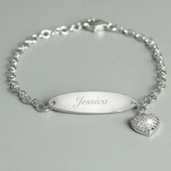 Personalised Children's Sterling Silver And Cubic Zirconia Bracelet