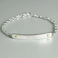 Personalised Sterling Silver And 9ct Gold Bar Bracelet
