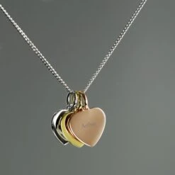 Personalised Names Gold Rose Gold And Silver 3 Hearts Necklace 8 Personalised Names Gold Rose Gold And Silver 3 Hearts Necklace -PERSONALISE STORE p0104k77 3