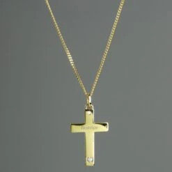 Personalised 9ct Gold Cross With Sterling Silver Heart & CZ Necklace 7 Personalised 9ct Gold Cross With Sterling Silver Heart & CZ Necklace -PERSONALISE STORE p0104k80 2