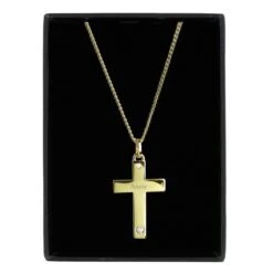 Personalised 9ct Gold Cross With Sterling Silver Heart & CZ Necklace 8 Personalised 9ct Gold Cross With Sterling Silver Heart & CZ Necklace -PERSONALISE STORE p0104k80 3