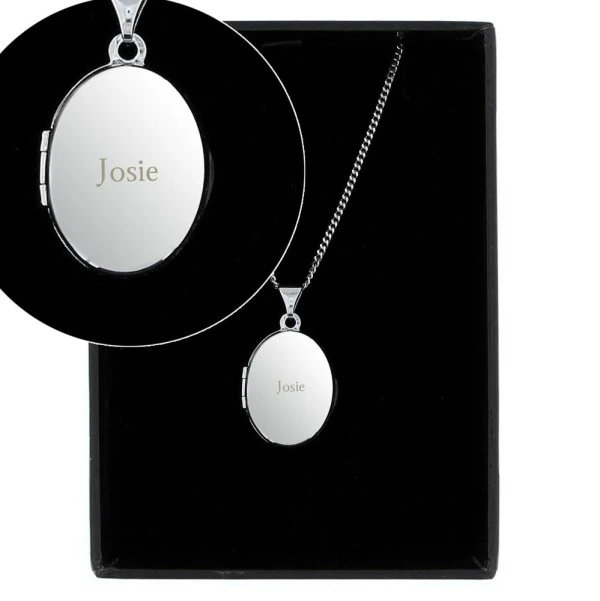 Personalised Sterling Silver Oval Locket Necklace 3 Personalised Sterling Silver Oval Locket Necklace - Image 3