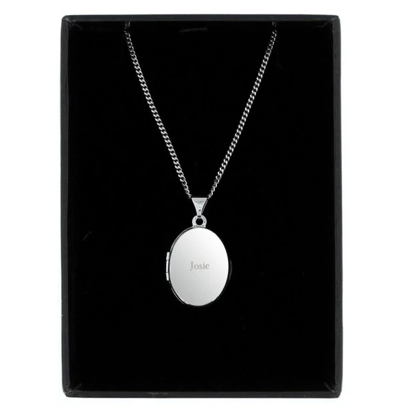 Personalised Sterling Silver Oval Locket Necklace 4 Personalised Sterling Silver Oval Locket Necklace - Image 4