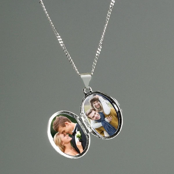 Personalised Sterling Silver Oval Locket Necklace 6 Personalised Sterling Silver Oval Locket Necklace - Image 6