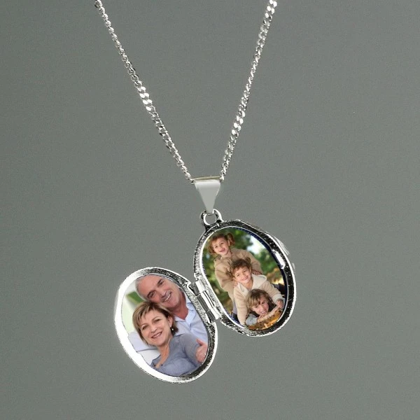 Personalised Sterling Silver Oval Locket Necklace 7 Personalised Sterling Silver Oval Locket Necklace - Image 7