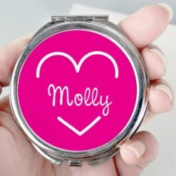 Personalised Pink Name Compact Mirror -PERSONALISE STORE p0104l20 2