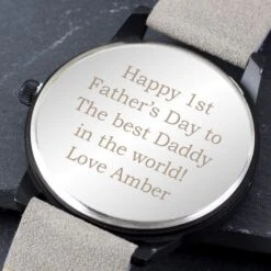 Personalised Mens Matte Black Watch With Grey Strap And Presentation Box -PERSONALISE STORE p0104l48 4