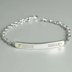 Personalised Two Names Sterling Silver And 9ct Gold Bar Bracelet 5 Personalised Two Names Sterling Silver And 9ct Gold Bar Bracelet -PERSONALISE STORE p0104l52 2