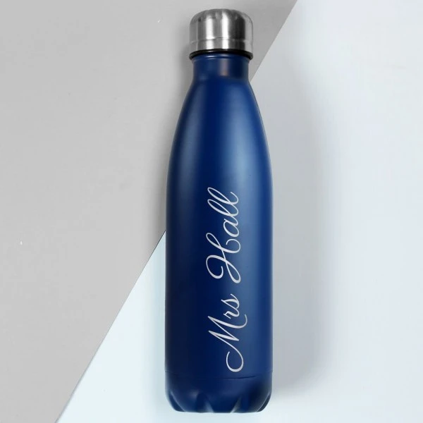 Personalised Blue Metal Insulated Drinks Bottle 1 Personalised Blue Metal Insulated Drinks Bottle