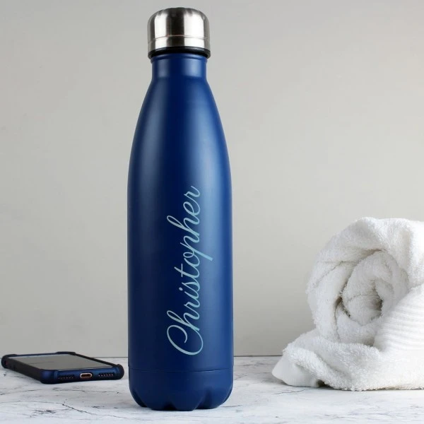 Personalised Blue Metal Insulated Drinks Bottle 3 Personalised Blue Metal Insulated Drinks Bottle - Image 3