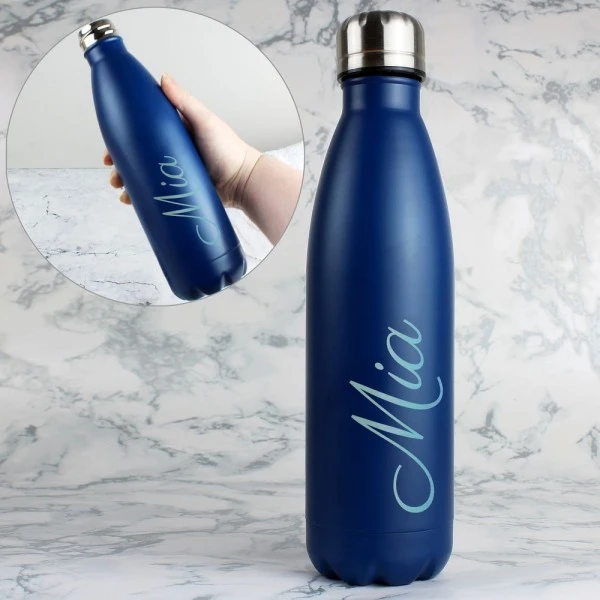 Personalised Blue Metal Insulated Drinks Bottle 6 Personalised Blue Metal Insulated Drinks Bottle - Image 6