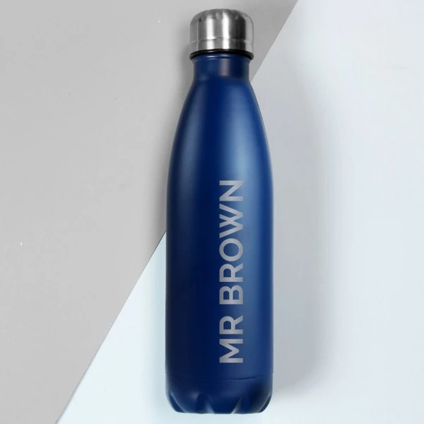 Personalised Bold Name Blue Metal Insulated Drinks Bottle 1 Personalised Bold Name Blue Metal Insulated Drinks Bottle