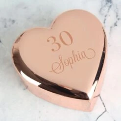 Personalised Big Age Rose Gold Heart Trinket Box -PERSONALISE STORE p0104l90 3