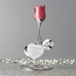 Personalised Free Text Pink Rose Bud Ornament -PERSONALISE STORE p0104m01 8
