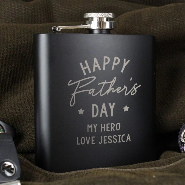 Personalised Father's Day Black Hip Flask 3 Personalised Father's Day Black Hip Flask - Image 3